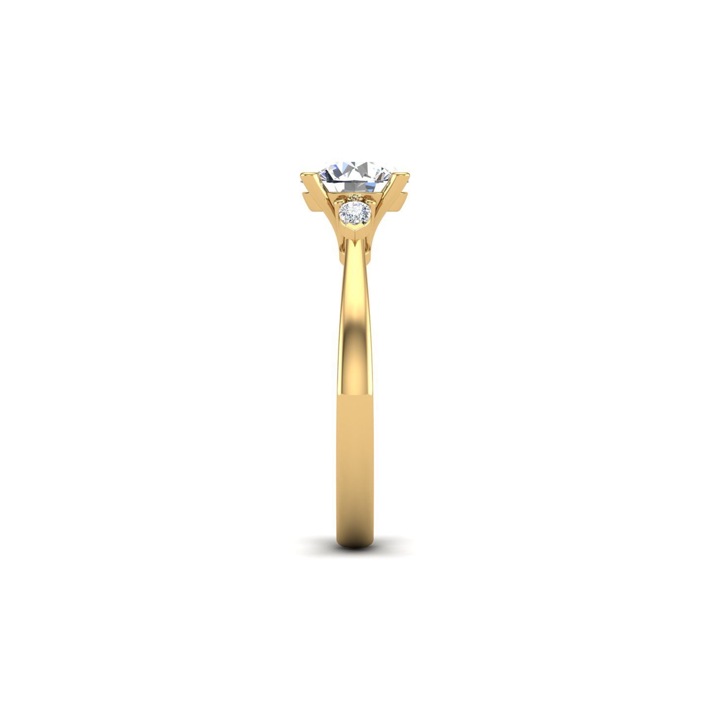 Mira 3 Stone ring with Pear sides